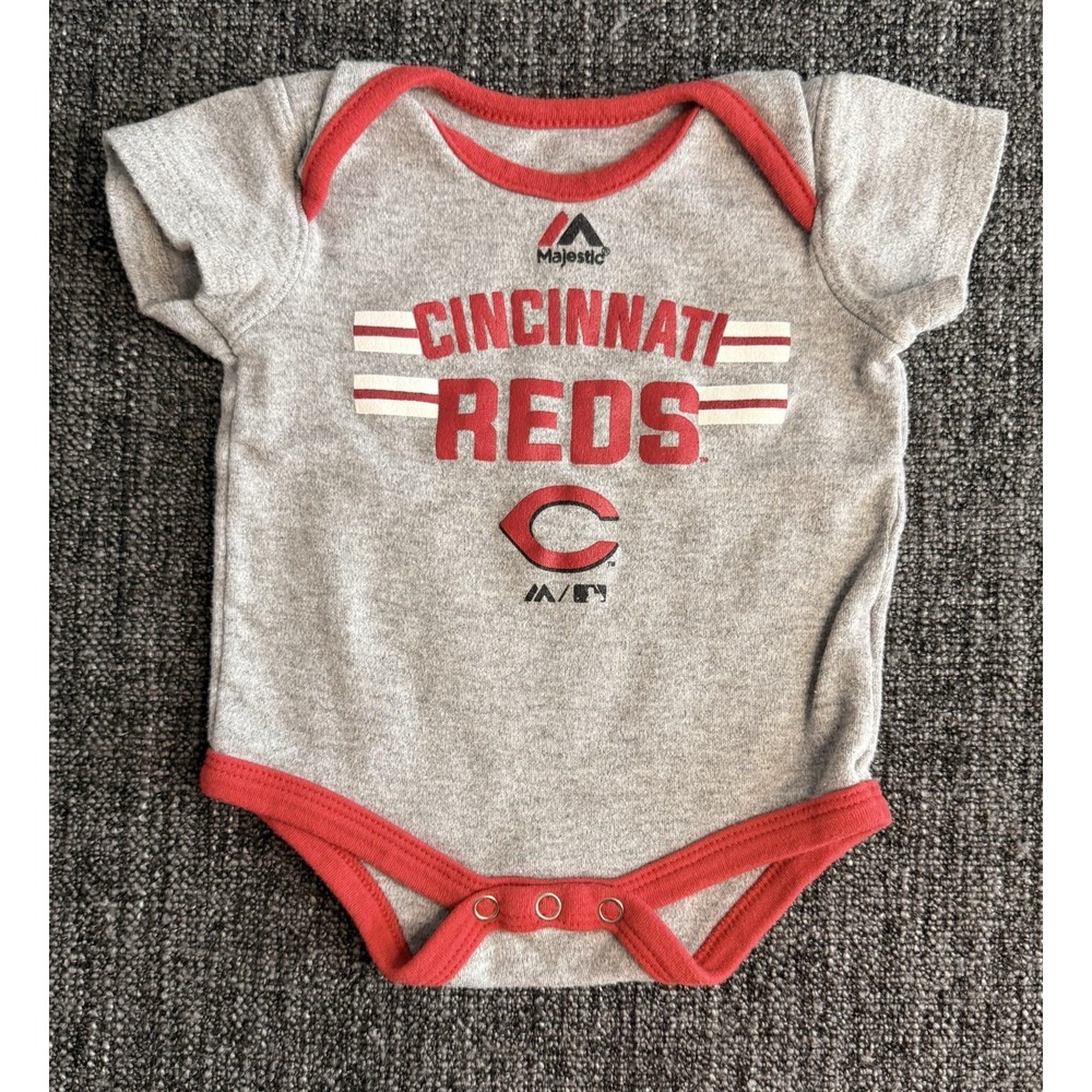 Cincinnati Reds Majestic Baseball 0-3M Diaper Shirt